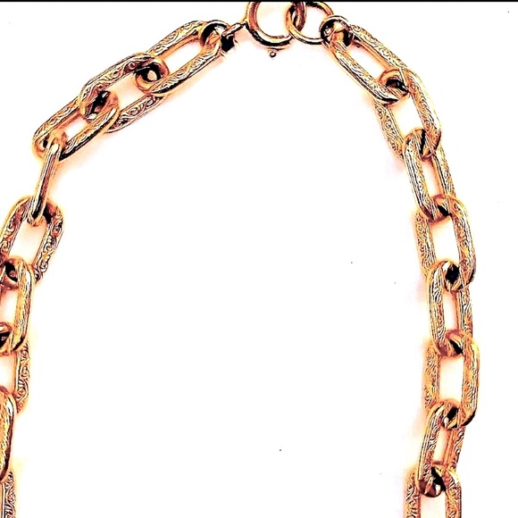 PAPER CLIP NECKLACE GOLD CHAIN 25” NEW VINTAGE MONET 1/2” x 1/4 LINKS ENGRAVED - Picture 8 of 11
